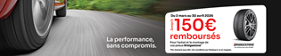 Jusqu'à 150€*remboursés sur les pneus Bridgestone